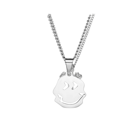 MELTED SMILEY PENDANT WITH CURB CHAIN