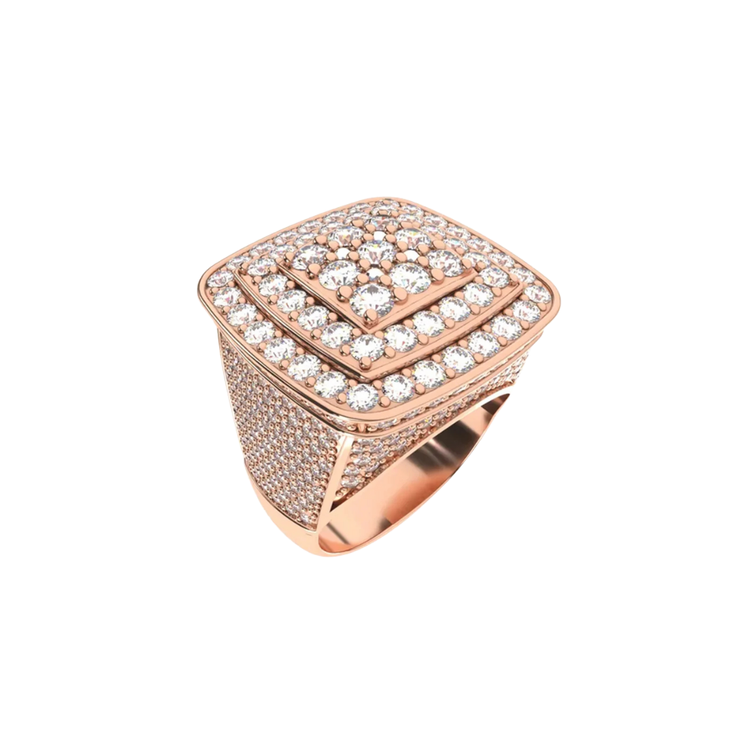 ENCRUSTED SEAL RING ROSE GOLD