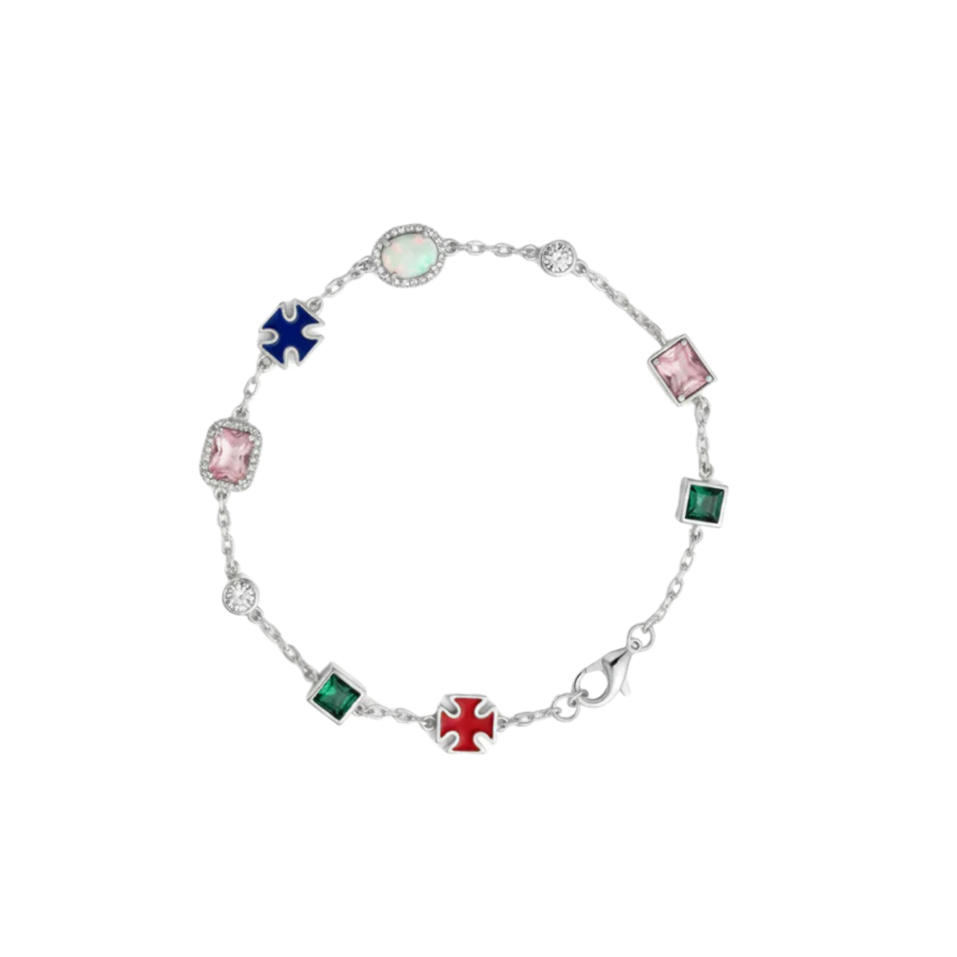 GEMSTONE MOTIF BRACELET SILVER